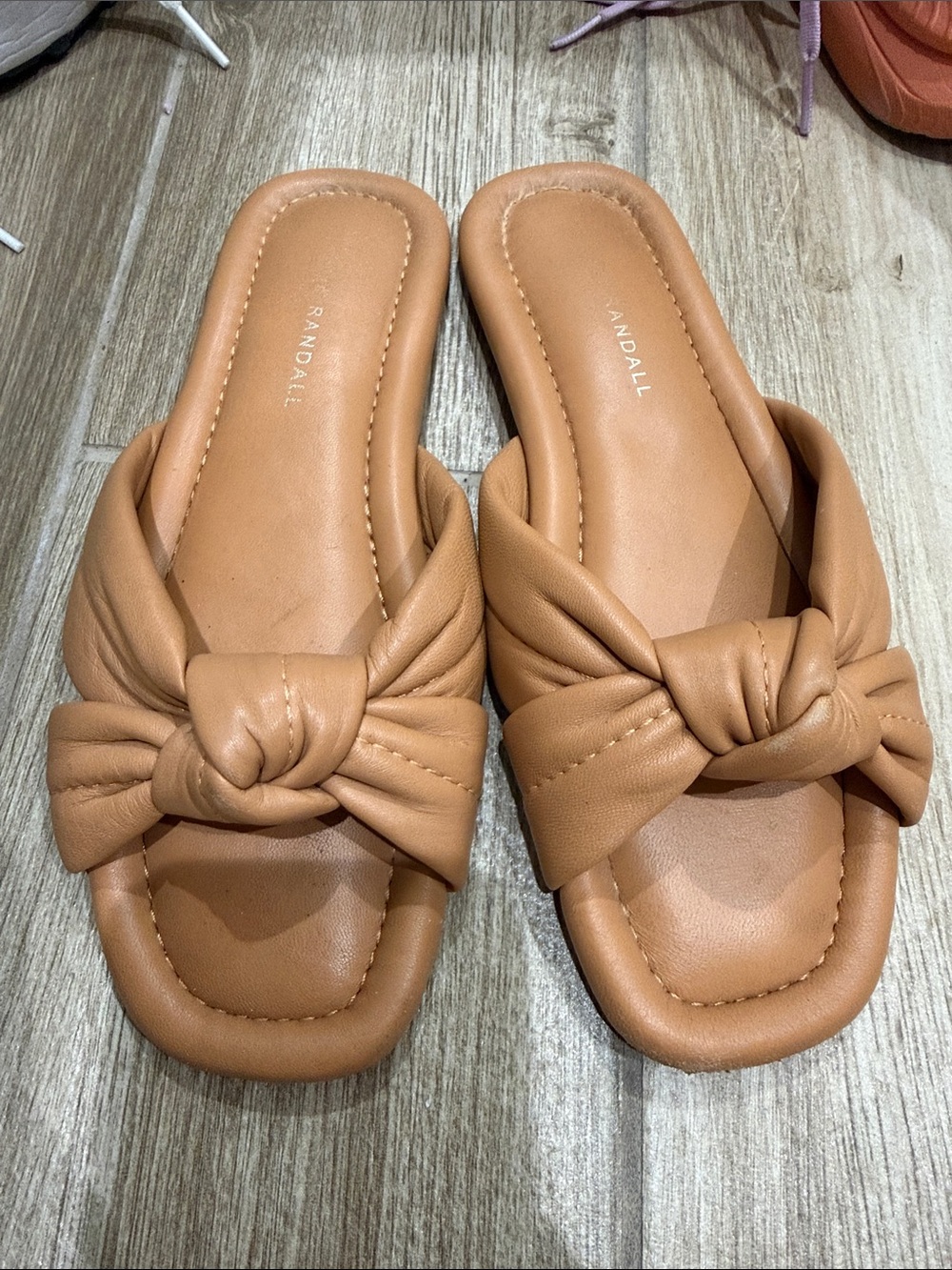 Loeffler Randall Cognac Knot Slide Sandals